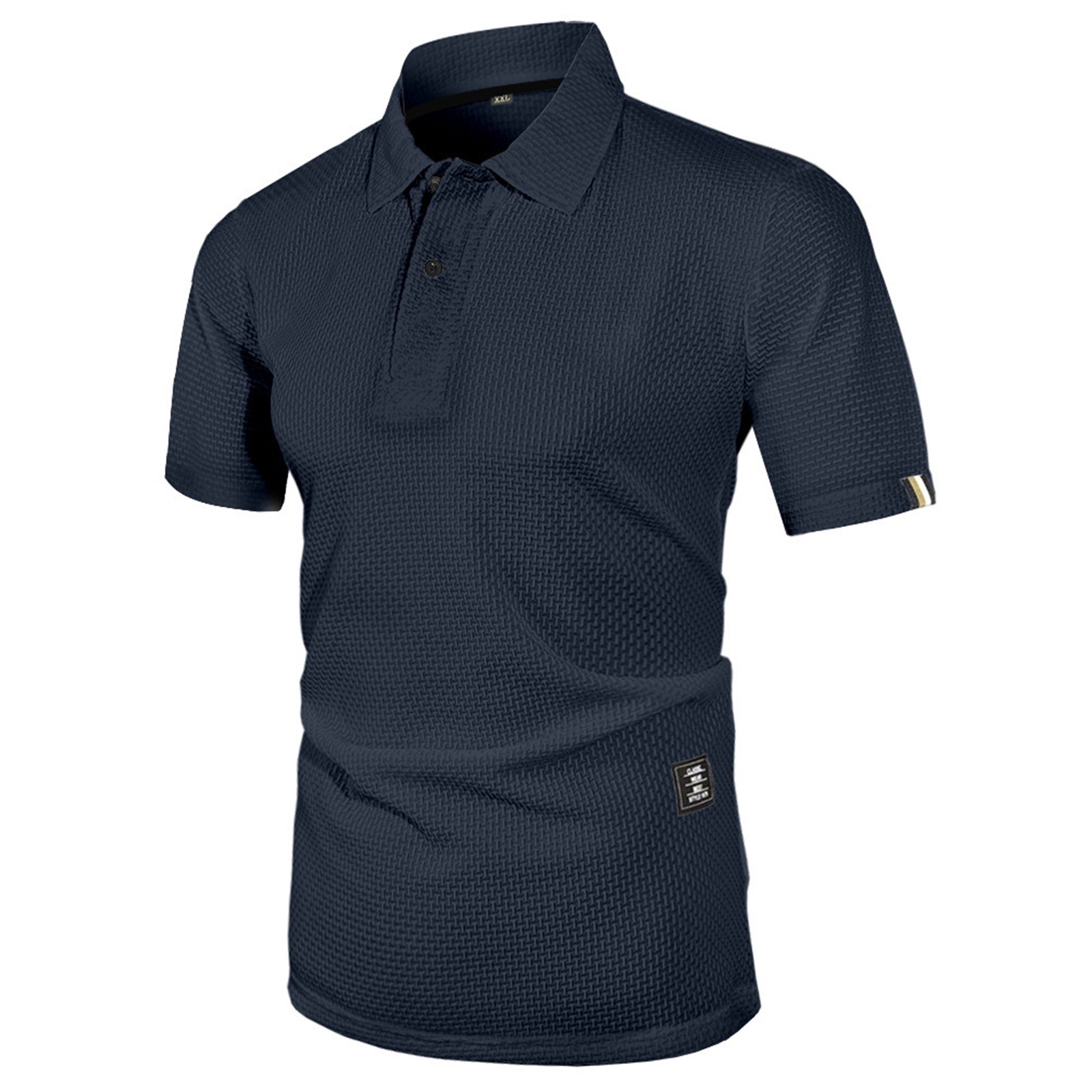 thumbnail image 5 of Camiseta informal de manga corta y color liso para hombre - Tejido ligero y transpirable - Cuello clásico para ocasiones informales de verano, 5 of 7